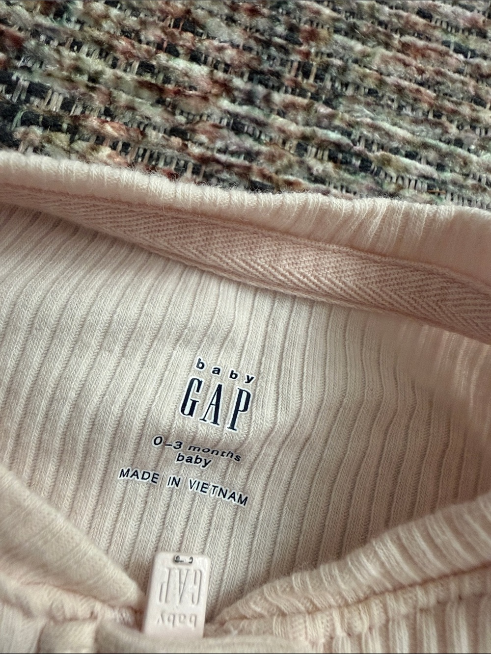 GAP Light Pink Ribbed Footed One-Piece with Ruffle Front - Picture 3 of 4